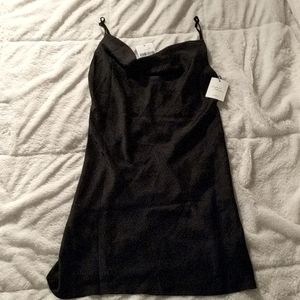 Black Cowl-Neck Spaghetti Strap Slip Dress